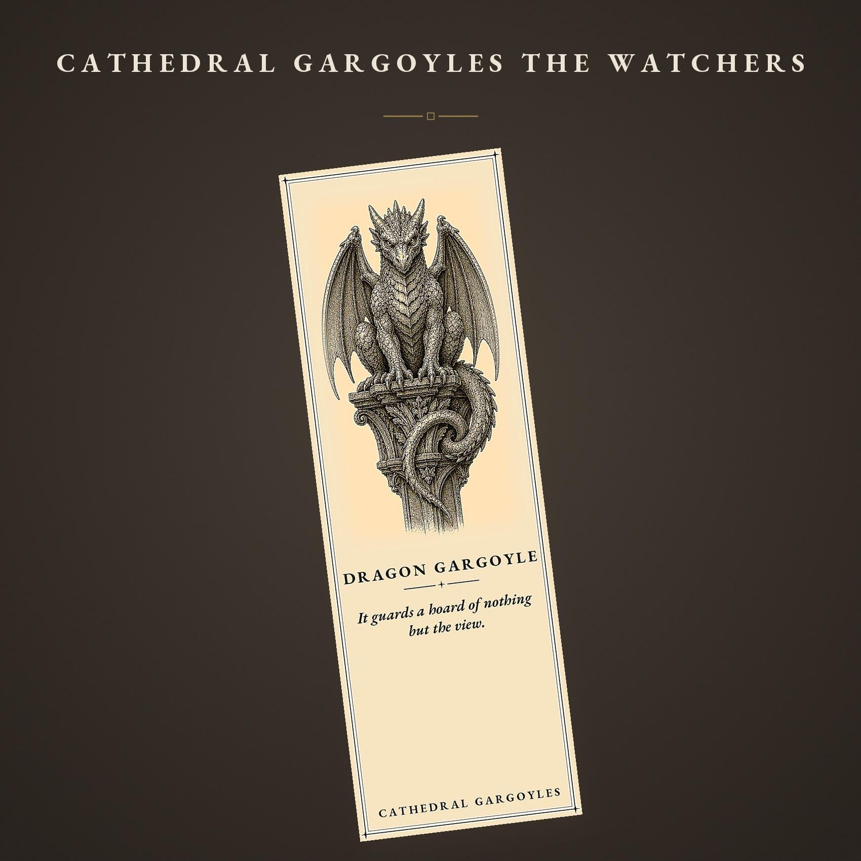 Cathedral Gargoyles The Watchers Printable Bookmarks | Dark Academia Gothic | Fantasy Reader Gift | Aged Parchment Style | Digital Download