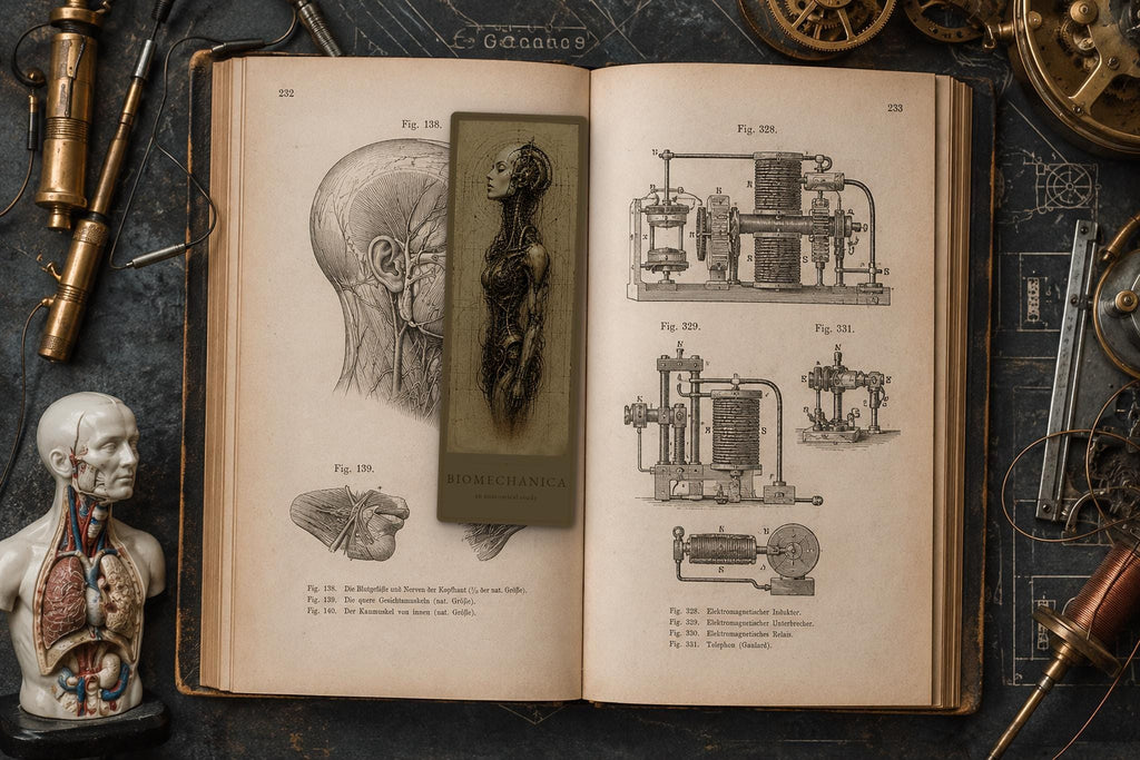 Cyborg Women Biomechanical Bookmark | Dark Academia Gothic | Magnetic Page Marker, Anatomical Sci-Fi Art