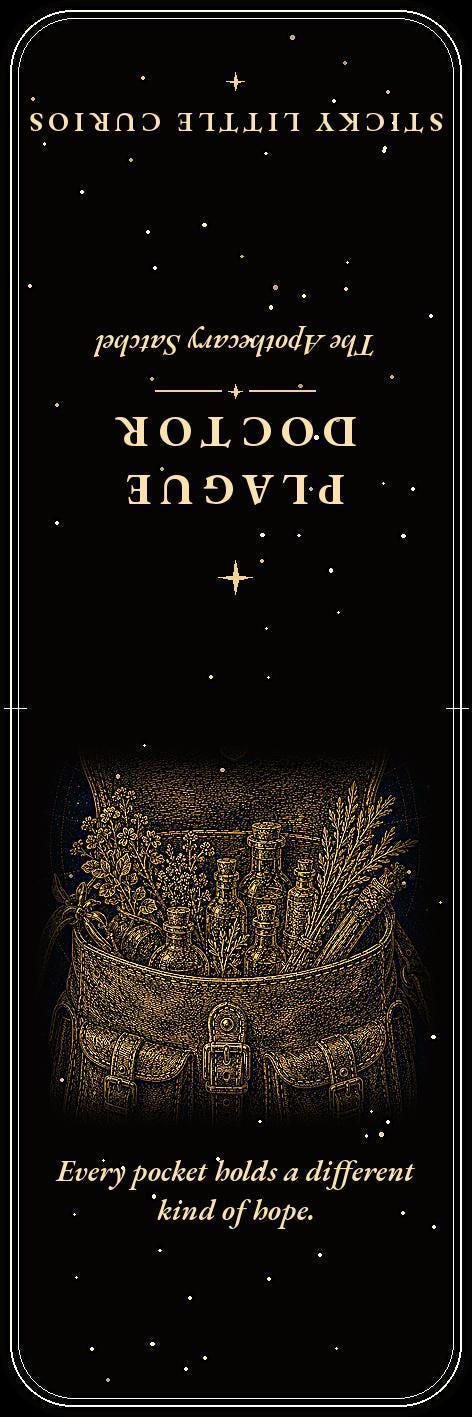 Plague Doctor Artifacts Bookmark, Beaked Mask Design | Dark Academia Page Marker | Gold on Black | Macabre Gift
