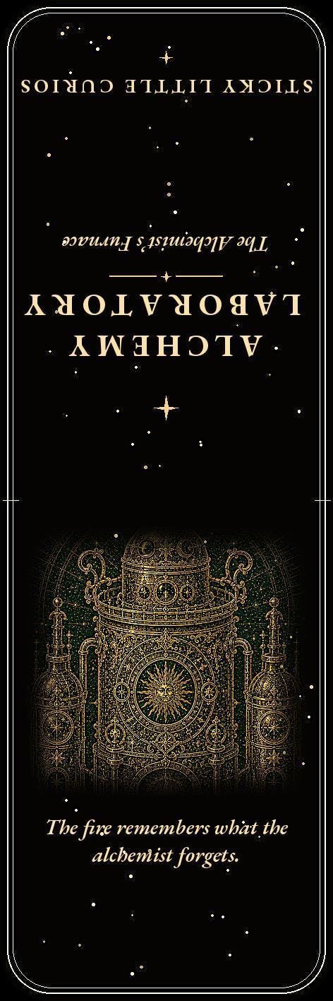 Alchemy Laboratory Bookmark, Dark Academia Gold Line Art | Page Marker | Hand-Finished Black Stock