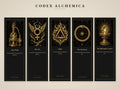 Codex Alchemica Printable Bookmarks | Dark Academia Gothic | Occult Symbols, Gold Linework | Alchemist Reader Gift