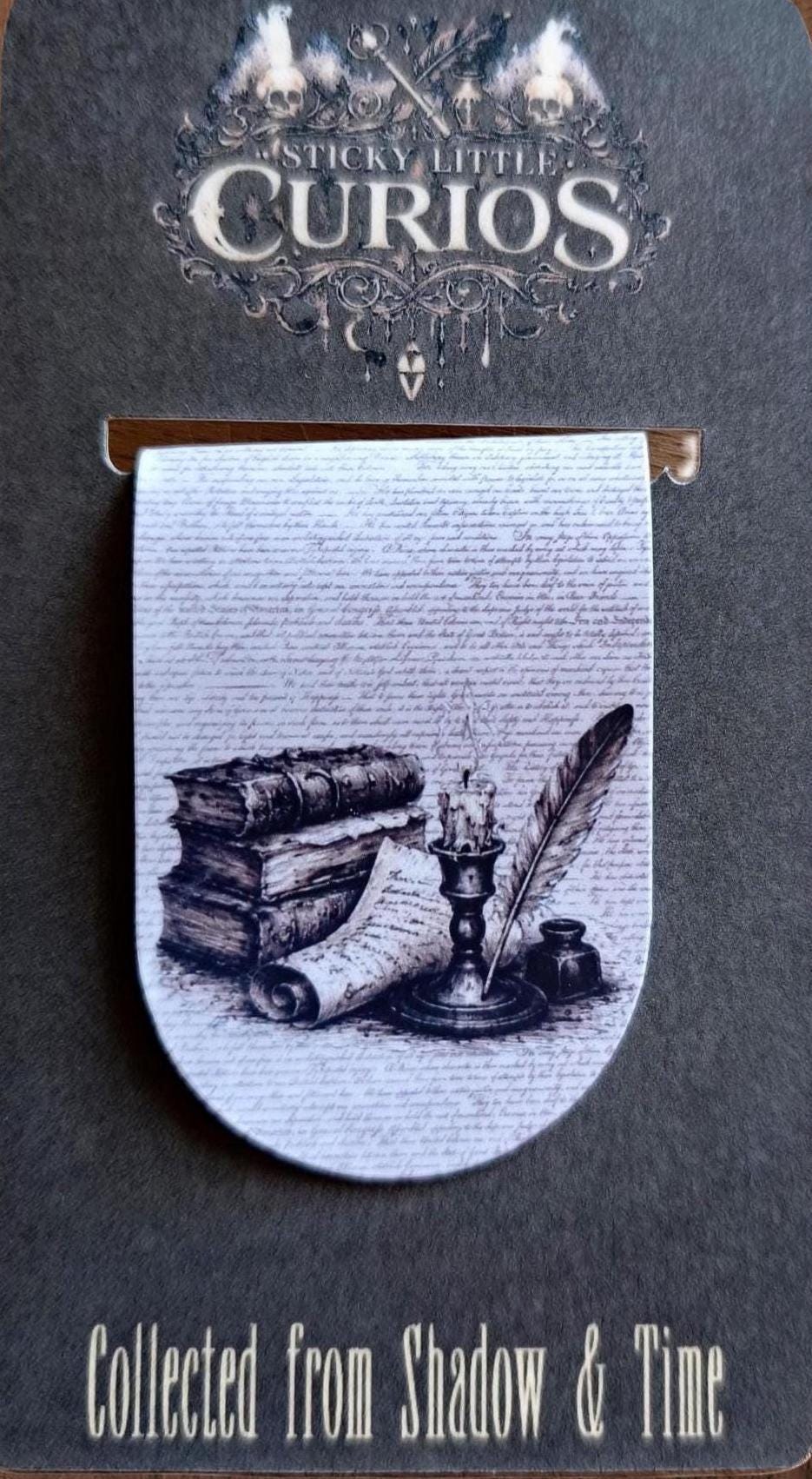 Vintage Writing Desk Magnetic Page Marker | Dark Academia Still Life | Quill & Candle Bookmark | Literary Gift