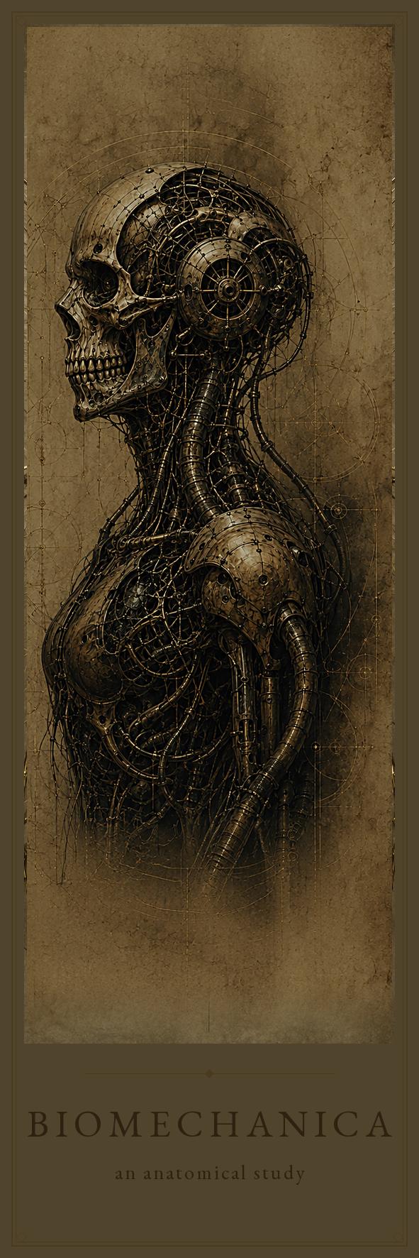 Skulls Biomechanical Bookmark Set | Anatomical Cyborg Art Page Markers | Dark Academia Sci-Fi Goth Gift, Magnetic Double-Sided Marker