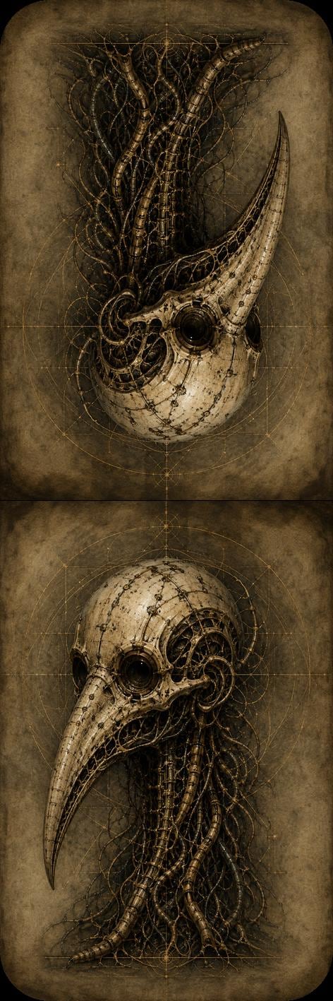Ravens & Bird Skulls Biomechanical Bookmark | Dark Academia Gothic | Magnetic Page Marker | Anatomical Art for Book Lovers
