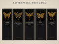 Lepidoptera Nocturna, Victorian Specimen Cabinet | Dark Academia Moth Bookmark | Gold Linework Printable | Five Species Illustrated