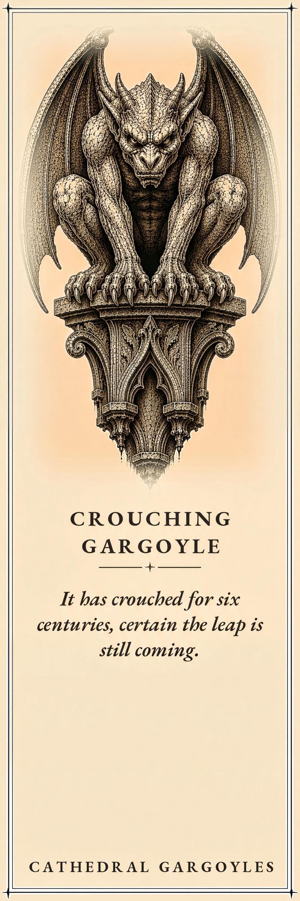 Cathedral Gargoyles Bookmark, Dark Academia Sentinels | Gothic Stone Creature Art | Handmade Page Marker, Literary Gift