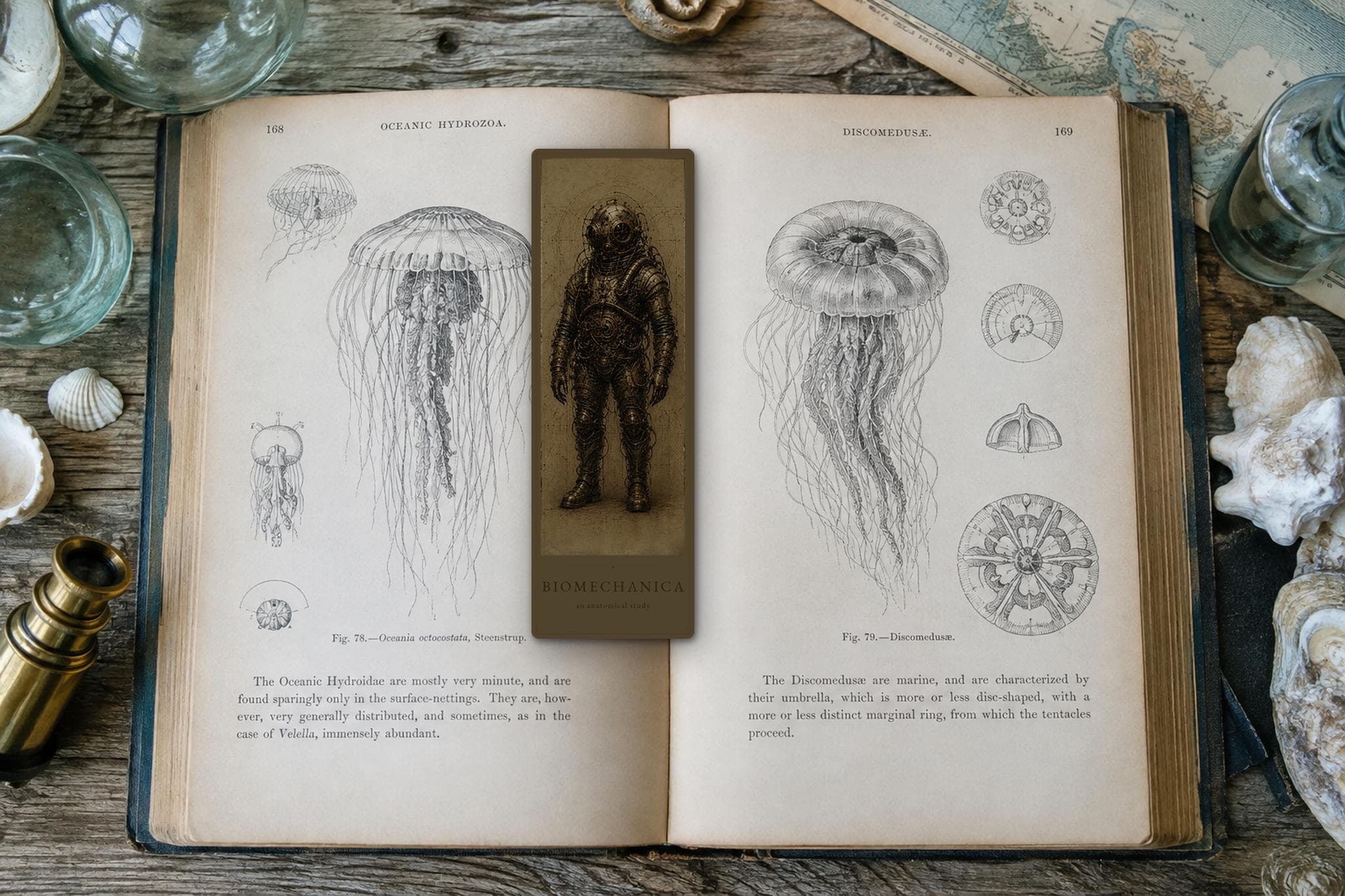 Creatures of the Deep Biomechanical Bookmark | Dark Academia Anatomical Art | Gothic Page Marker, Goth Aesthetic Reading Gift
