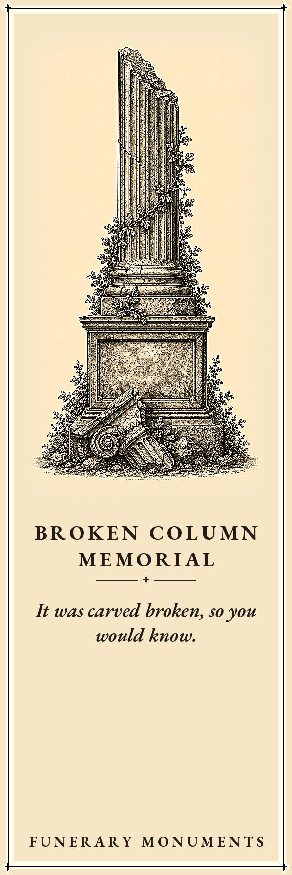 Funerary Monuments Memento Mori Memorials Bookmark | Dark Academia Memento Mori Bookmark | Standard or Magnetic Page Marker