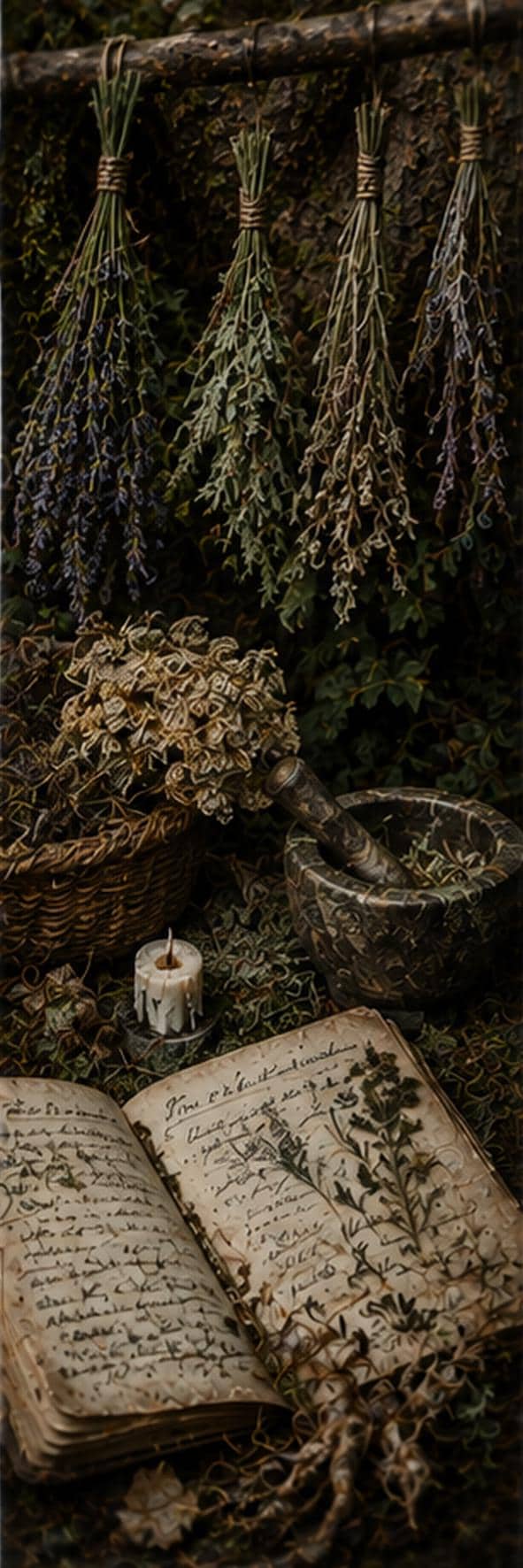 Witchy Botanicals Printable Bookmarks | Goblincore Herb Art, Dark Cottagecore | Dried Herbs Bundle, Forager Gift Set