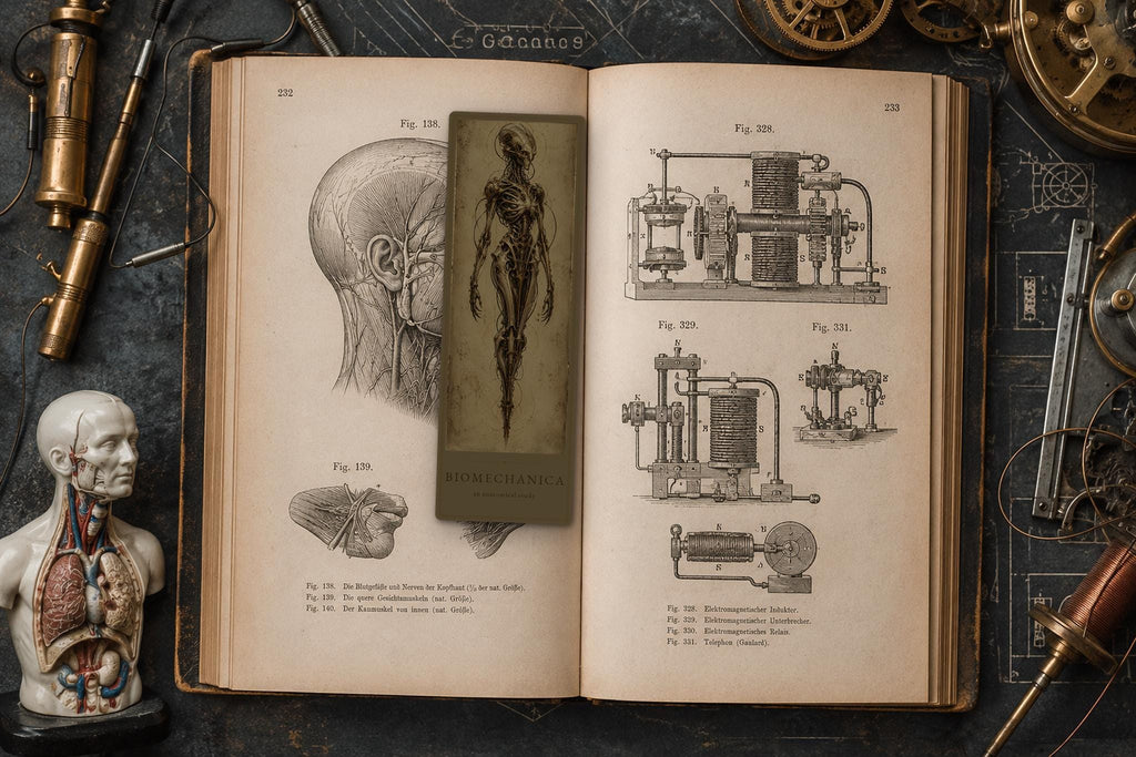Cyborg Women Biomechanical Bookmark | Dark Academia Gothic | Magnetic Page Marker, Anatomical Sci-Fi Art