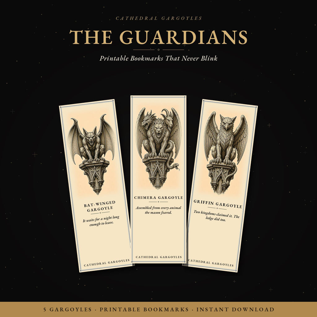 Cathedral Gargoyles The Guardians Bookmark | Dark Academia Gargoyle Bookmark | Standard or Magnetic Page Marker