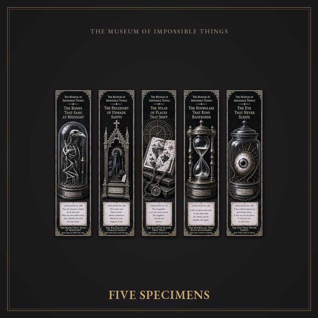 The Bones That Sang at Midnight Bookmark | Dark Academia Set of 5 | Standard or Magnetic | Gothic Cabinet of Curiosities