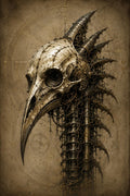 Biomechanical Bird Skull III: Dark Academia Lock Screen | Brass Bone Machinery Wallpaper, Surreal Gothic Sci-Fi Digital Download