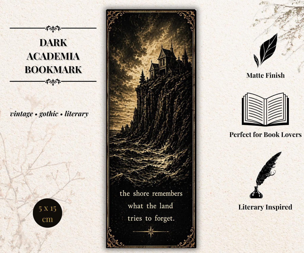 Dark Academia Bookmark, Gothic Raven Design | Vintage Literary Stationery | Ornate Key, Moth - Book Lover Gift
