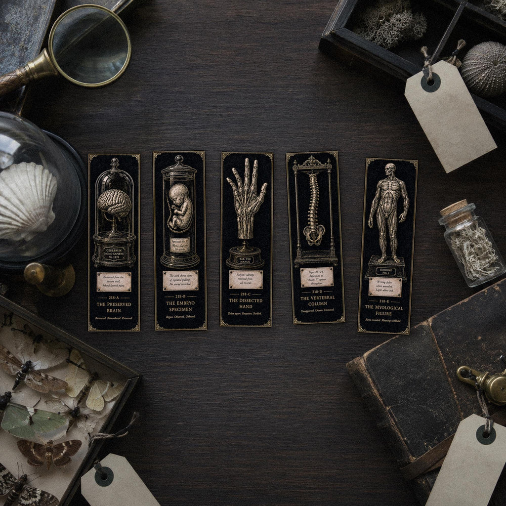 Anatomical Specimens Bookmark | Dark Academia Set of 5 | Standard or Magnetic | Gothic Cabinet of Curiosities