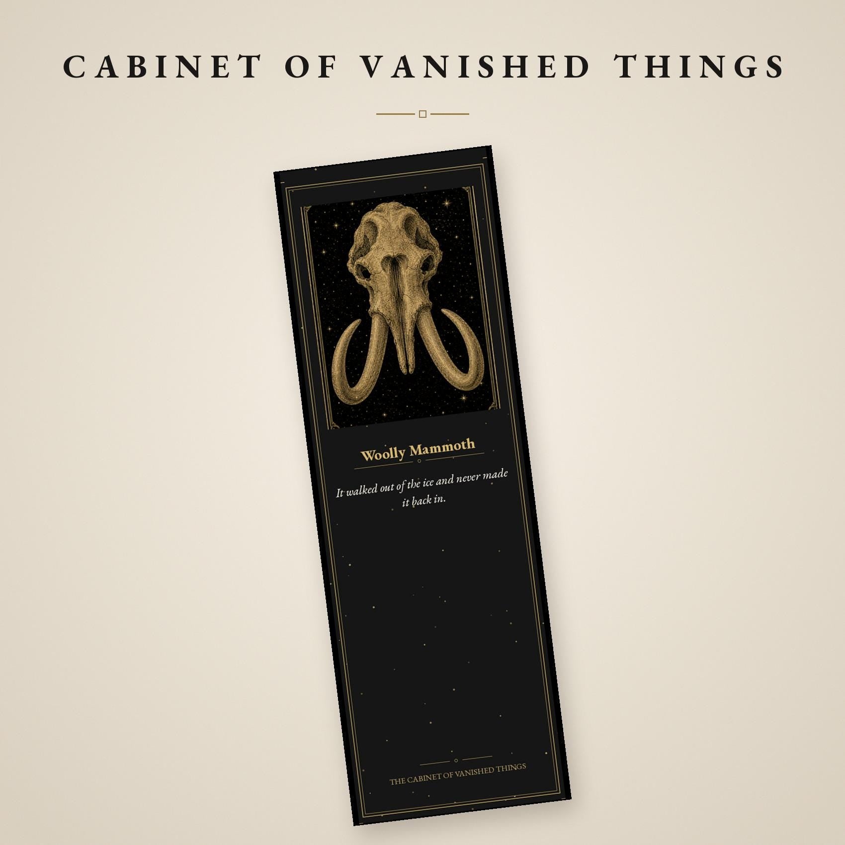 Specimens of What the Earth Forgot, Printable Bookmarks | Extinct Species Gold Linework | Dark Academia | Digital Download