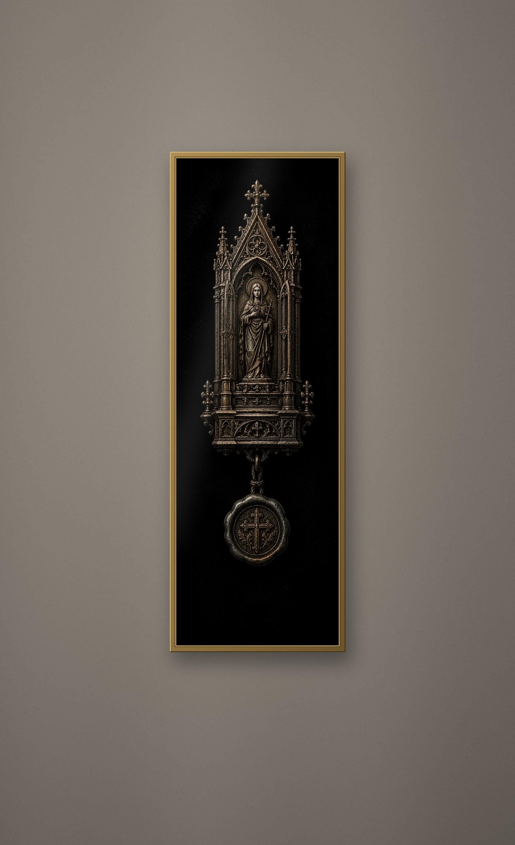 Relics Of Saints Wall Art Collection | Dark Academia Gothic Prints, Black & Gold Illustrations, Digital Download