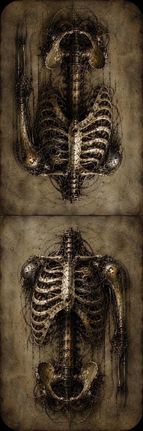 Bones & Anatomy Biomechanical Bookmark | Dark Surreal Specimens | Gothic Page Marker | Book Lover Gift
