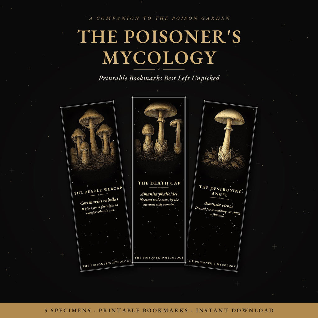The Poisoner's Mycology Bookmark | Dark Academia Mushroom Bookmark | Standard or Magnetic Page Marker