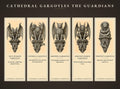 Cathedral Gargoyles – The Guardians, Printable Bookmarks | Dark Academia Gothic | Occult Stationery | Book Lover Gift