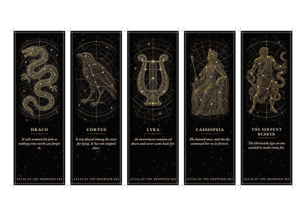 Atlas of the Drowned Sky Printable Bookmarks | Dark Academia Constellation Bookmark Set | Celestial Star Chart Digital Download