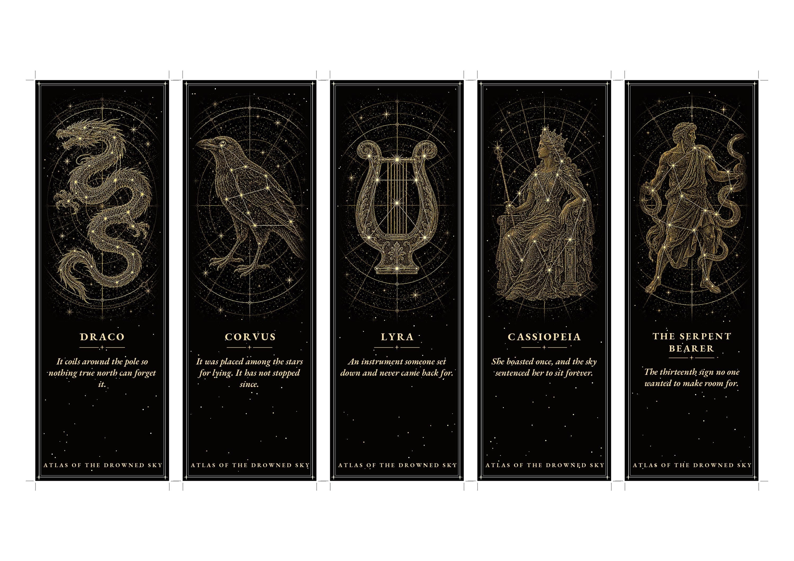 Atlas of the Drowned Sky Printable Bookmarks | Dark Academia Constellation Bookmark Set | Celestial Star Chart Digital Download